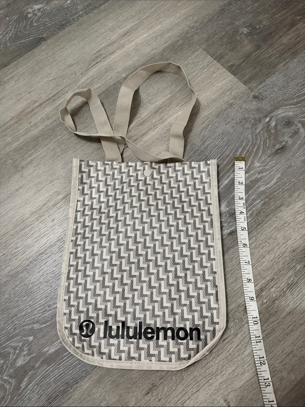 lululemon athletica Beige Patterned Canvas Tote Bag